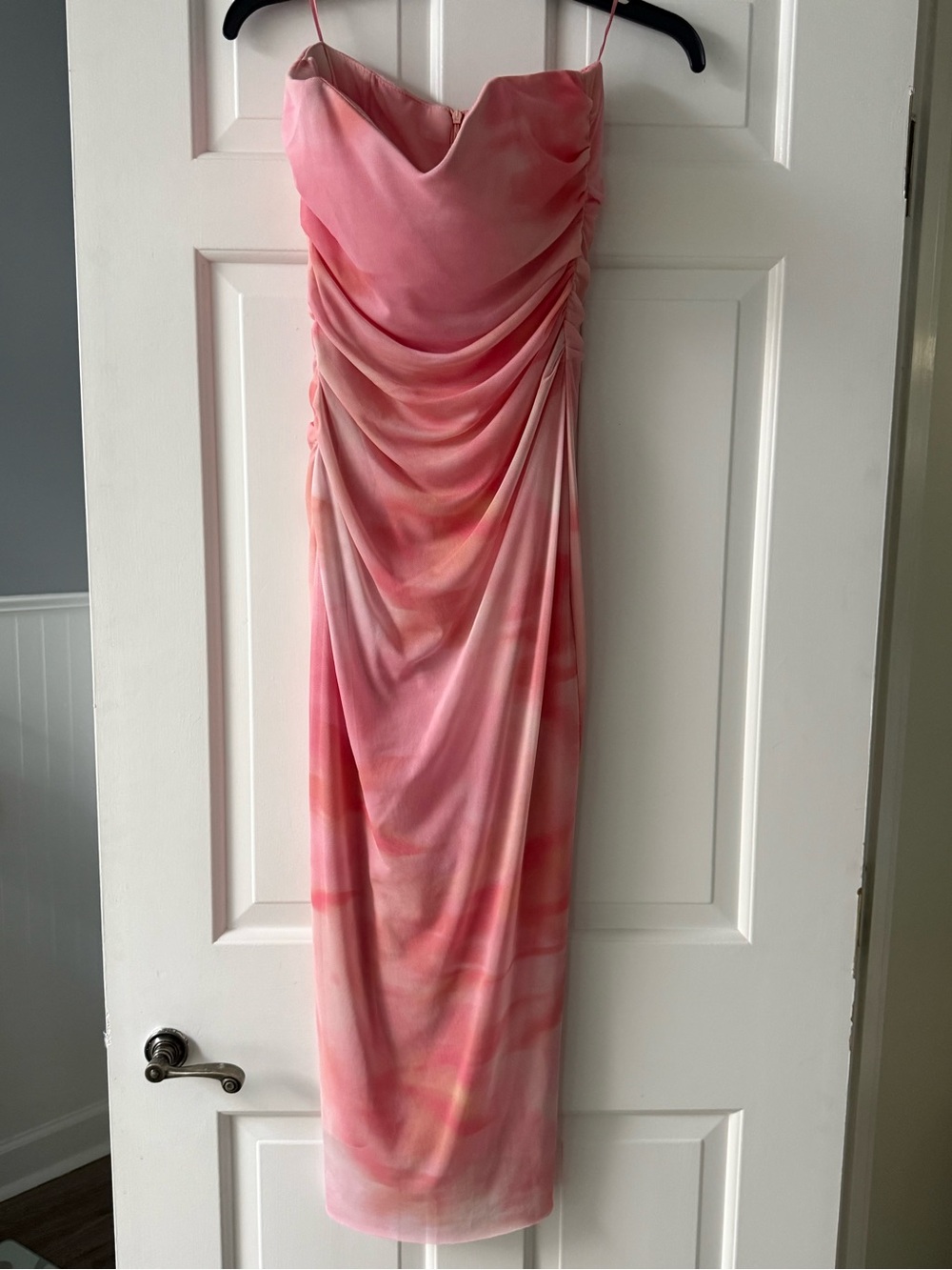 Zara Pink Ruched Midi Dress strapless